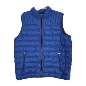Tommy Hilfiger Softshell Packable Puffer Vest Mens Size Large Blue Full-zip